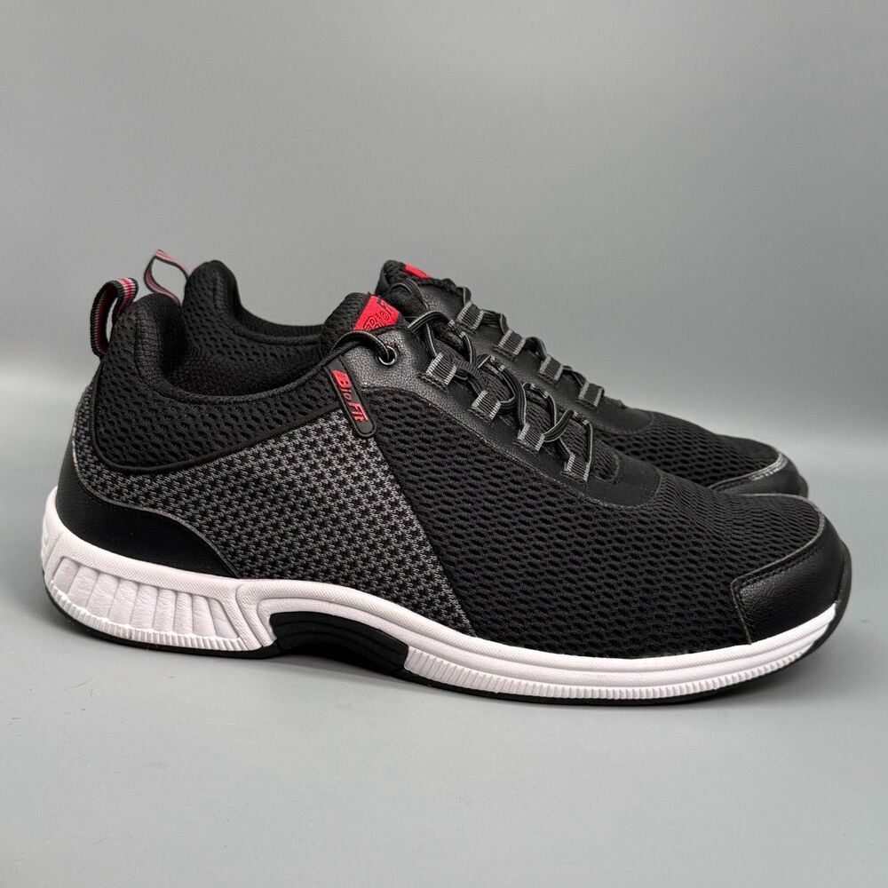 Orthofeet BioFit Men's 14 Wide Black Lace-Up Low Top Athletic Running Sneakers